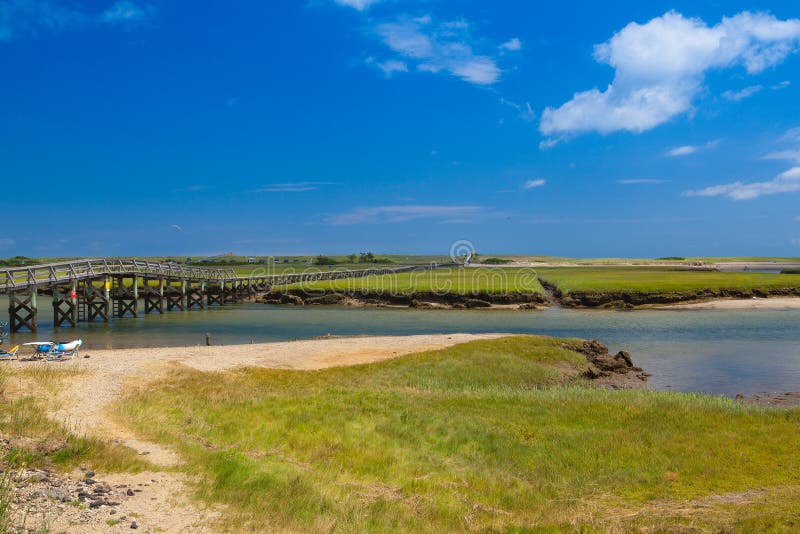 Beroemde het Strandpromenade van de Stadshals in Sandwich, Massachusetts, de V.S. stock foto's Beroemde het Strandpromenade van de Stadshals in Sandwich, Massachusetts, de V.S. stock foto's