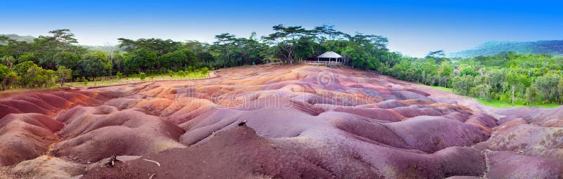 The most famous tourist place of Mauritius - earth of seven colors, panorama. The most famous tourist place of Mauritius - earth of seven colors, panorama