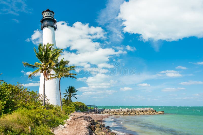 Beroemde vuurtoren in Zeer belangrijke Biscayne, Miami royalty-vrije stock afbeeldingen Beroemde vuurtoren in Zeer belangrijke Biscayne, Miami royalty-vrije stock afbeeldingen