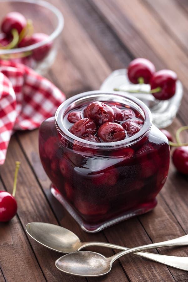 Berries Cherry with Syrup in a Glass Jar. Canned Fruit Stock Image Image of berries, fresh