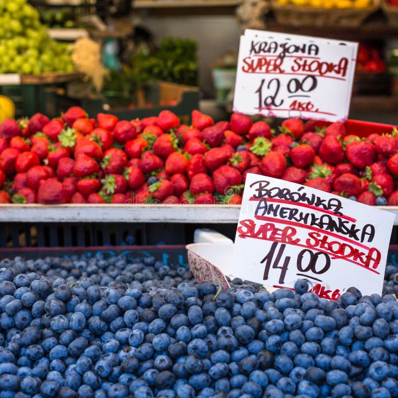 Berries at the Farmers Market in Poland. Stock Image Image of