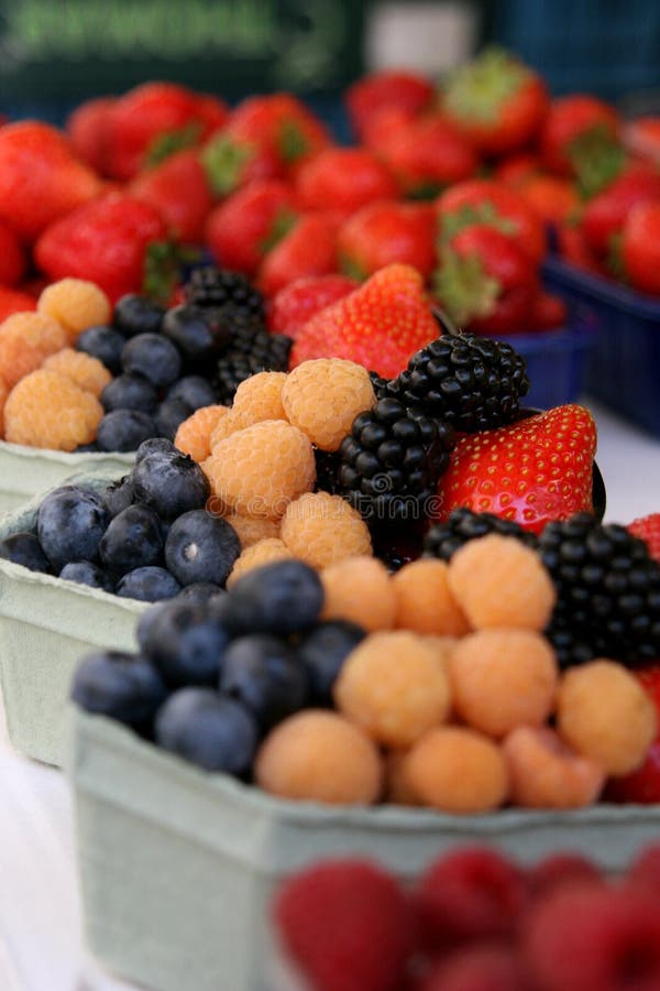 Berries in paper baskets