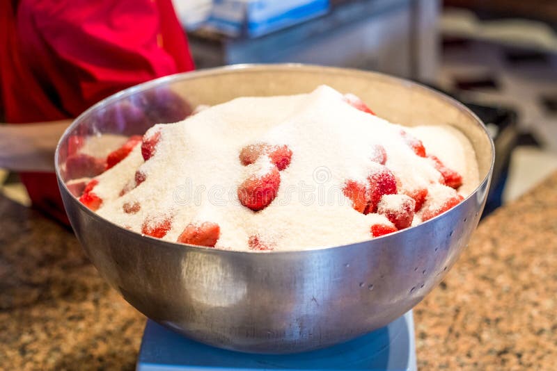 Berries with Sugar in Metal Bowl Stock Image Image of refreshing