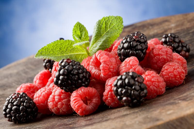 Berries on wooden table