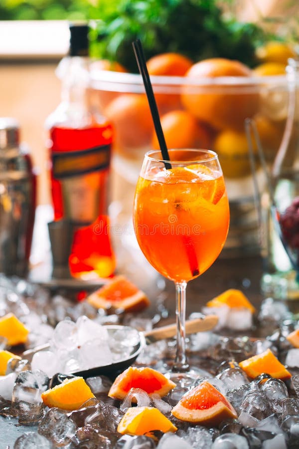 Berry Cocktail on the Table. Cold Cocktail on Ice. Stock Photo Image