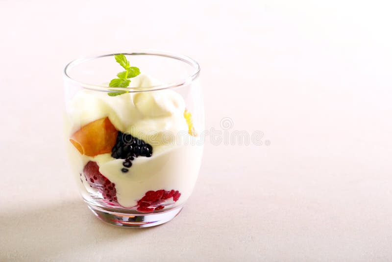 Berry and Cream Dessert in a Glass Stock Image Image of fruit