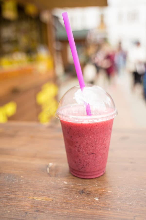 Organic Fruit Shake Smoothie To Go Cup Glass Stock Photo, Picture