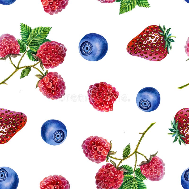 Blueberry Pattern. Seamless Pattern with Blueberries and Cake