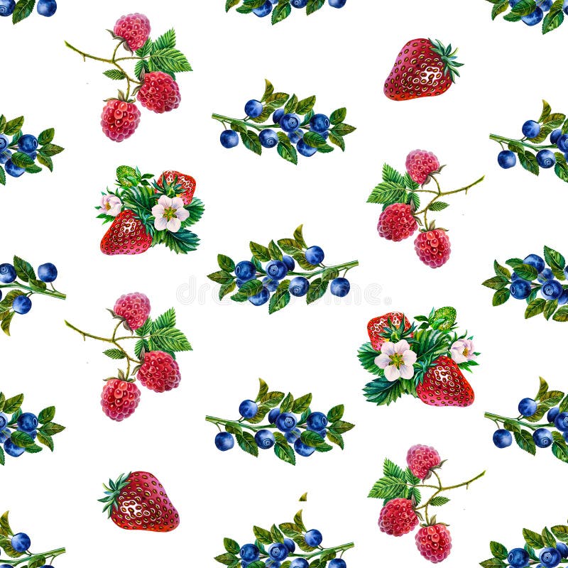 Blueberry Pattern. Seamless Pattern with Blueberries and Cake