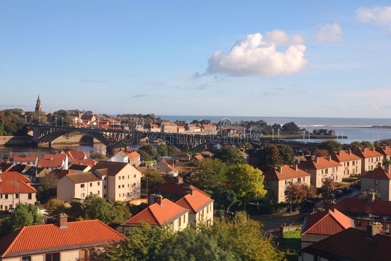 The northern English town of Berwick upon Tweed, overlooking the North Sea in Northumberland. The northern English town of Berwick upon Tweed, overlooking the North Sea in Northumberland.