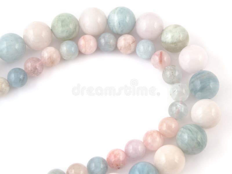 Beryl Crystal Mineral Gem Beads Sample on White Background Stock Image