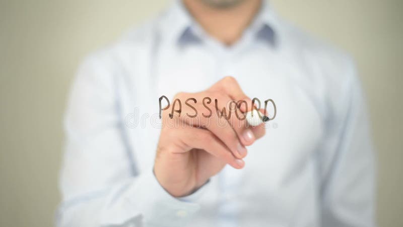 Beschermd wachtwoord, schrijvend op het transparante scherm