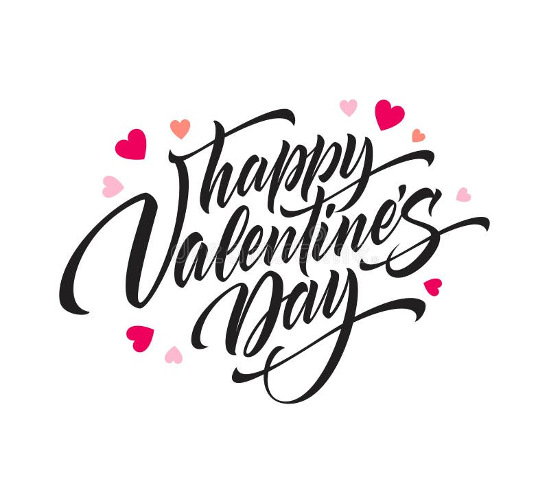 Beschriften des glücklichen Valentinstags Grußkartenschablone mit Typografietext Auch im corel abgehobenen Betrag vektor abbildung