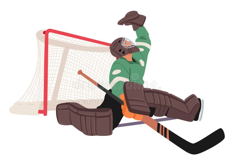 Determined Hockey Goalkeeper Guards The Net With Focused Intensity, Clad In Vibrant Gear. Masked And Agile, Character Ready To Thwart Any Oncoming Puck Challenge. Cartoon People Vector Illustration. Determined Hockey Goalkeeper Guards The Net With Focused Intensity, Clad In Vibrant Gear. Masked And Agile, Character Ready To Thwart Any Oncoming Puck Challenge. Cartoon People Vector Illustration