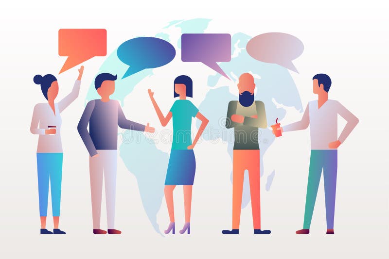 Besprekingsnetwerk De jonge moderne mensen spreken royalty-vrije illustratie Besprekingsnetwerk De jonge moderne mensen spreken royalty-vrije illustratie