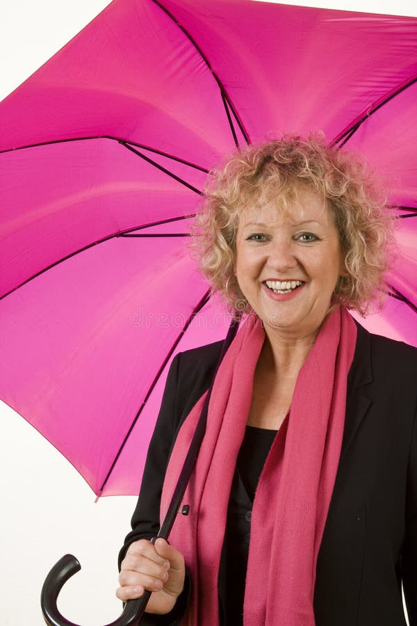 Best aged lady with pink umbrella