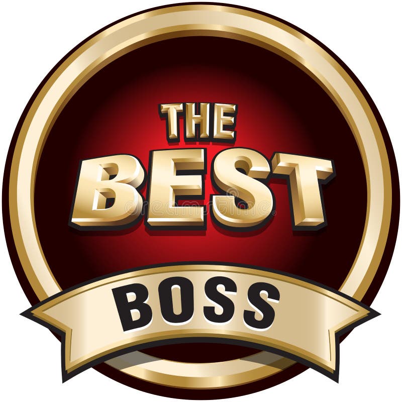 The BEST BOSS Shiny Gold Badge Sign. Stock Vector Illustration of