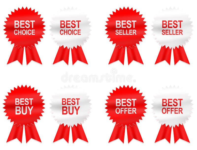 8 Best buy, choix, offre et labels de vendeur avec le ruban illustration libre de droits 8 Best buy, choix, offre et labels de vendeur avec le ruban illustration libre de droits