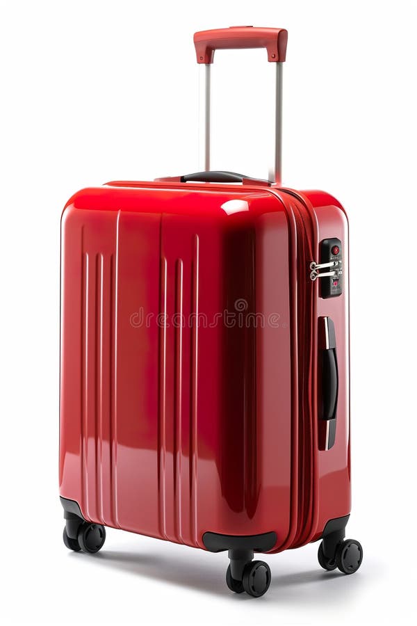 Best Design Suitcase with Wheels Isolated on White Background Stock