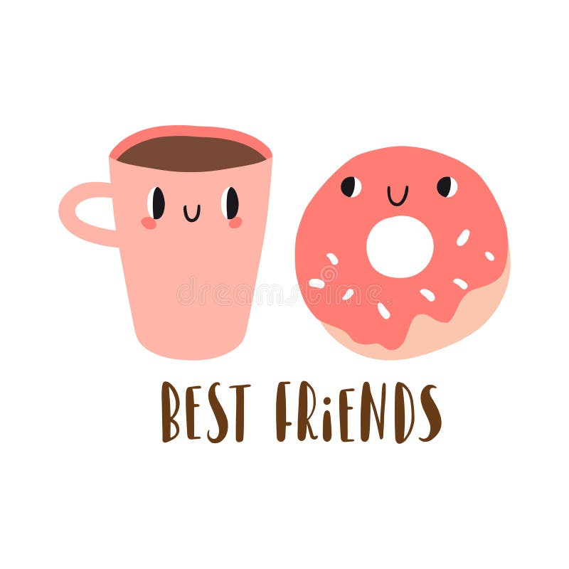 Best Friends: Cartoon Donut and Cup of Coffee Stock Vector - Illustration of icon, face: 158329963 Best Friends: Cartoon Donut and Cup of Coffee Stock Vector - Illustration of icon, face: 158329963