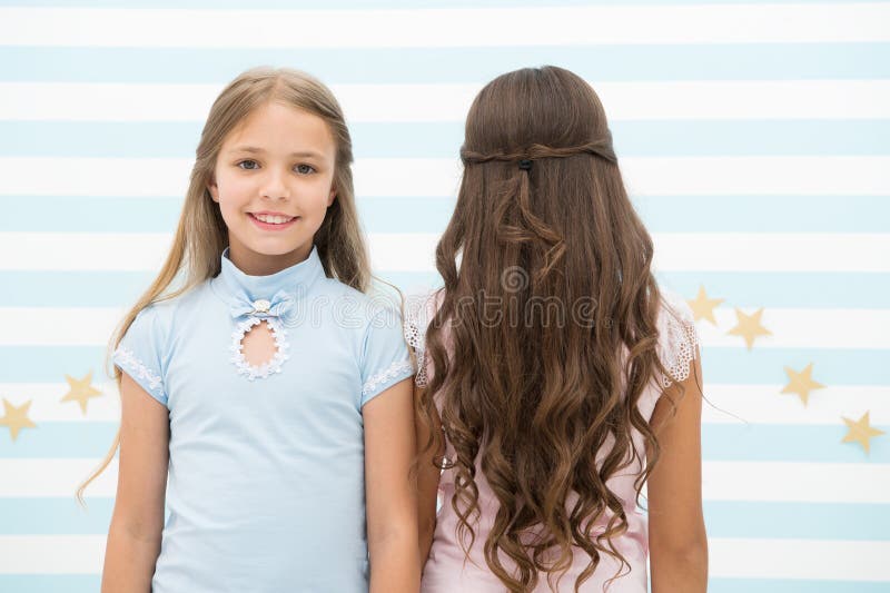 Best Hairstyles for Long Hair. Cute Small Girls with Long Brunette and Blond Curls in Playroom Stock Photo - Image of babies, haircare: 156604712 Best Hairstyles for Long Hair. Cute Small Girls with Long Brunette and Blond Curls in Playroom Stock Photo - Image of babies, haircare: 156604712