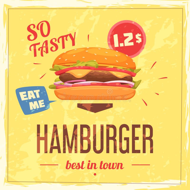 Best Hamburger In Town Poster vector illustration