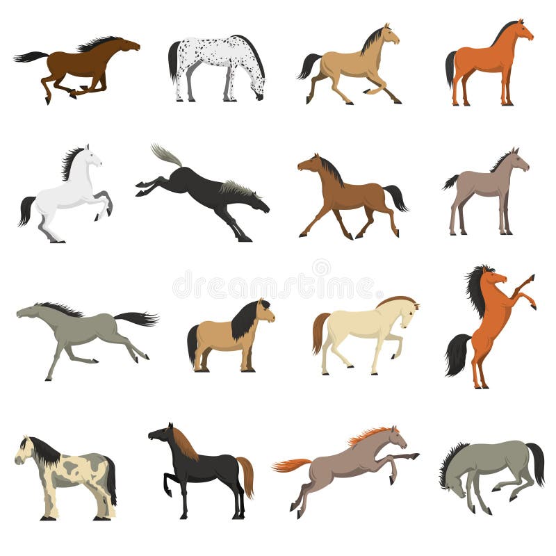 Best Horse Breeds Pictures Icons Set Stock Vector - Illustration of ...