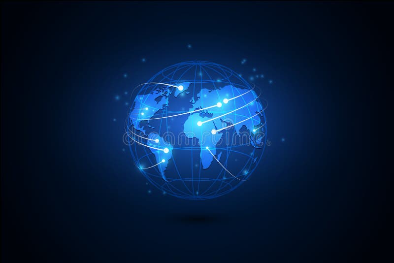 Best Internet Concept of global business. Globe, glowing lines o vector illustration