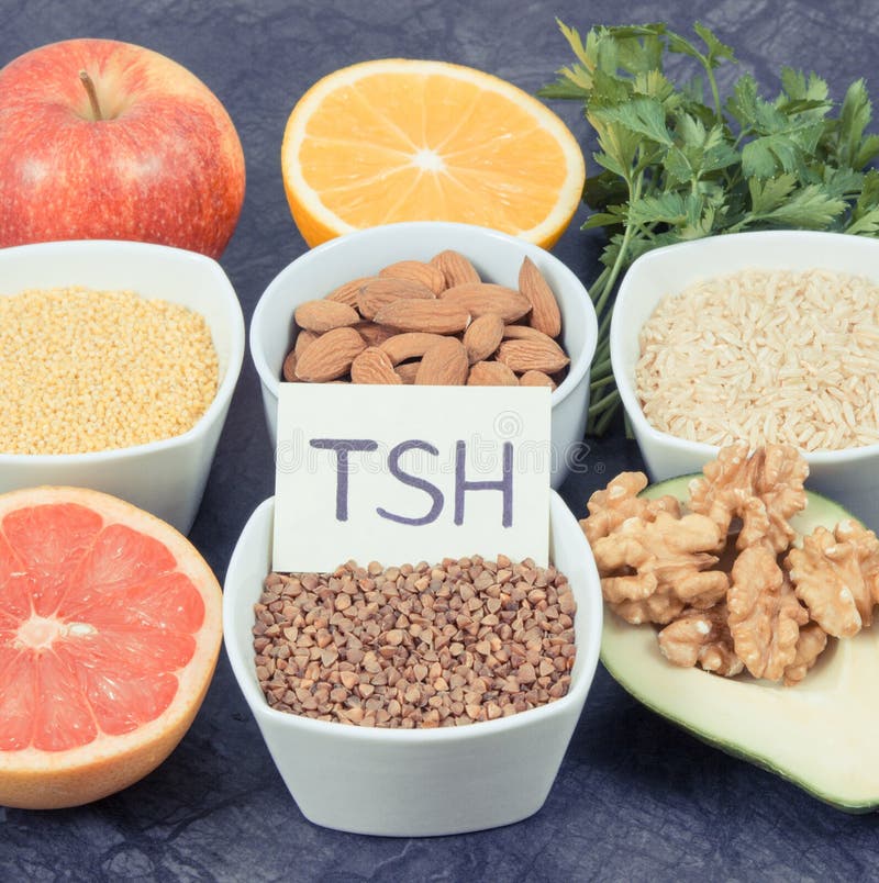 Best Nutritious Food for Healthy Thyroid. Natural Eating As Source Vitamins Stock Photo Image