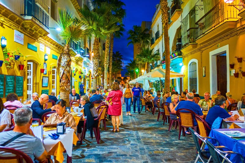 The Best Place for Dinner in Cadiz, Spain Editorial Photo - Image of