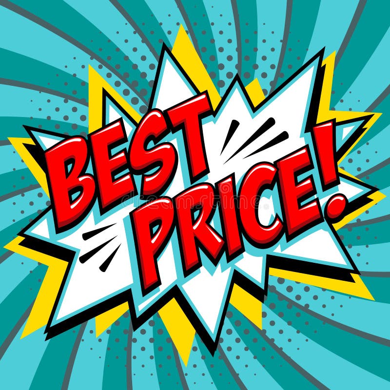 Best price - Comic book style word on a blue green background. Best price comic text speech bubble. Banner in pop art vector illustration