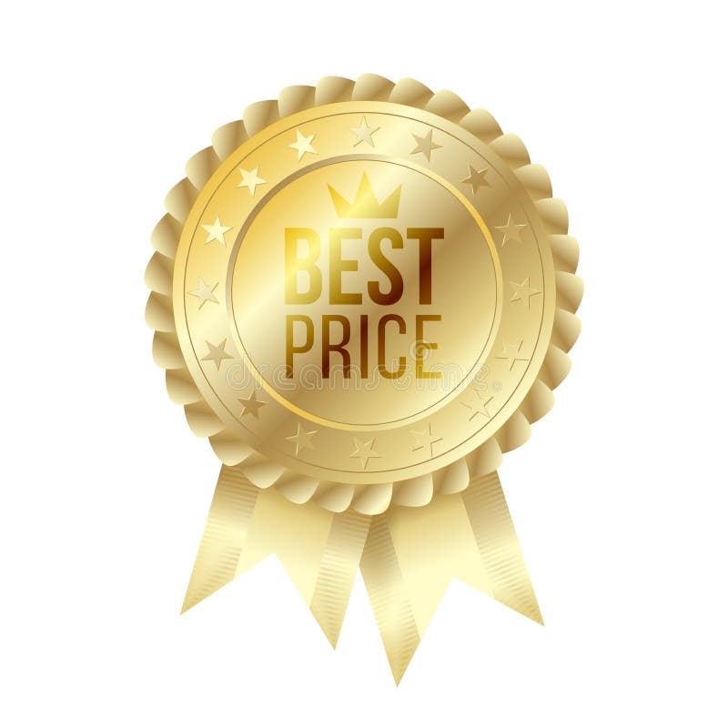 Best Price Gold Label with Ribbons Stock Vector Illustration of medallion, computer 31426979