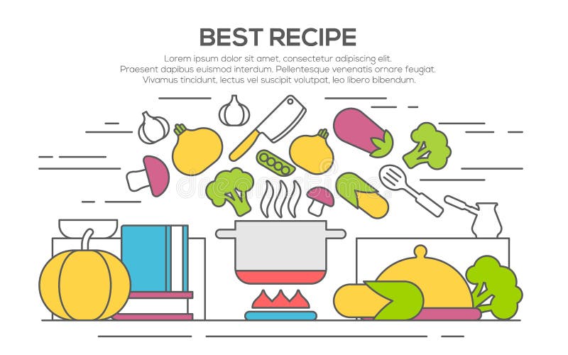 Best Recipes Concept with Flying Food Ingredients. Stock Vector ...