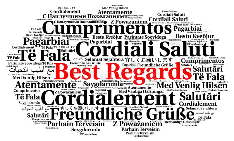 Best Regards in Different Languages Word Cloud Stock Illustration ...