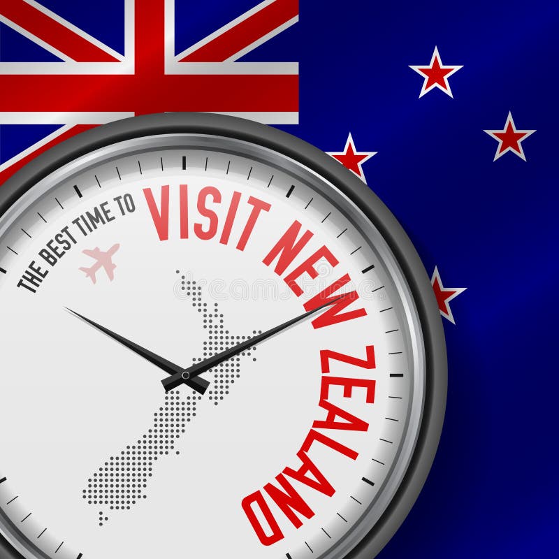 The Best Time To Visit New Zealand. Flight, Tour To New Zealand. Vector