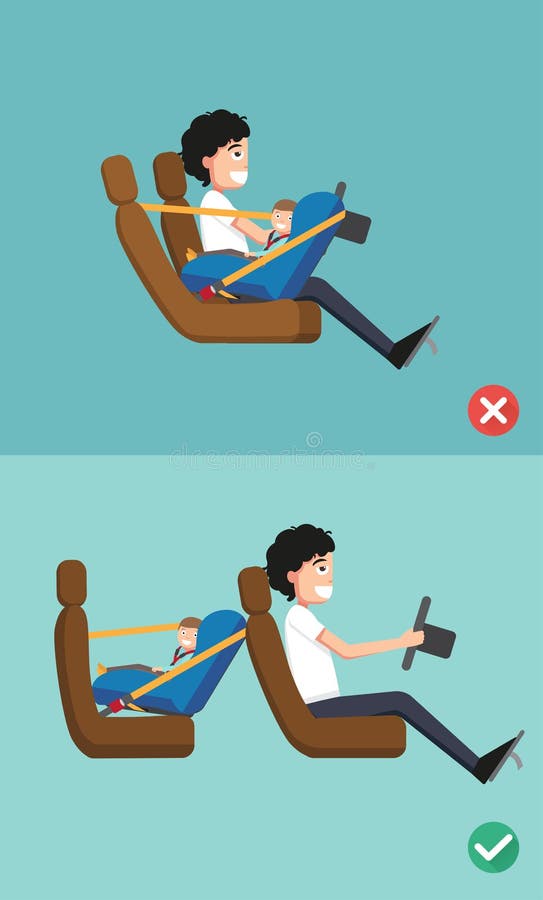 Best and Worst for Baby Safety Seat Placing it in the Car Stock Vector ...