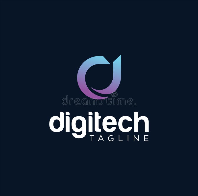 Bestand des Buchstabe-D Logo Digital Technology Design Vector Anfangsd-Technologie Logo Design Einfache Logoabstufungen des Alpha lizenzfreie abbildung
