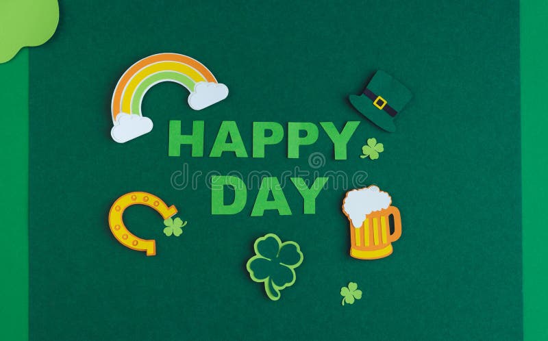 Bestand. Patrick Day. Bannerdesign im grünen Hintergrund mit glücklichster. Patrick Tag und typische Dekoration. lizenzfreie abbildung