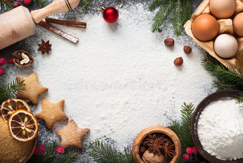 Bestandteile für das Kochen von Weihnachtsbäckerei lizenzfreie stockfotos Bestandteile für das Kochen von Weihnachtsbäckerei lizenzfreie stockfotos