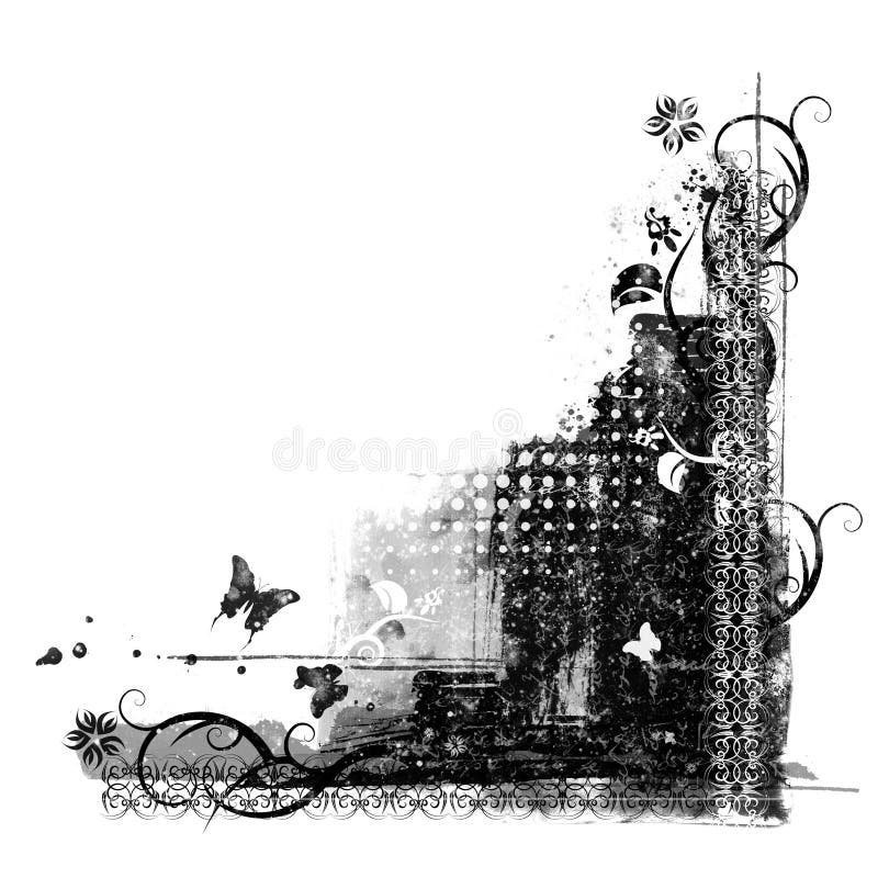 Beståndsdel för blom- design för Grunge - dekorativt hörn stock illustrationer Beståndsdel för blom- design för Grunge - dekorativt hörn stock illustrationer