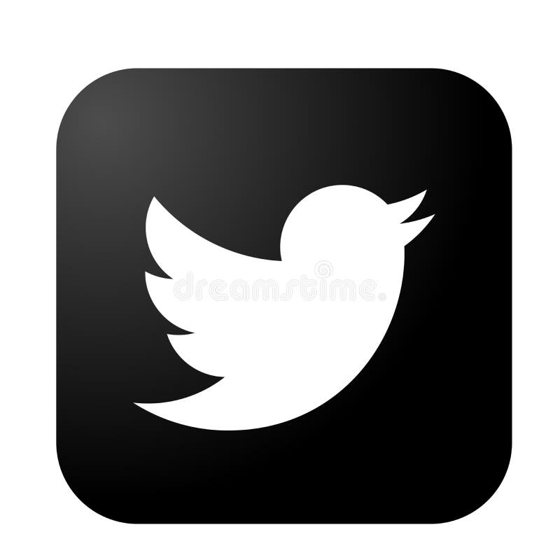 Beståndsdel för vektor för fågel för Twitter logosymbol i svart på vit bakgrund stock illustrationer