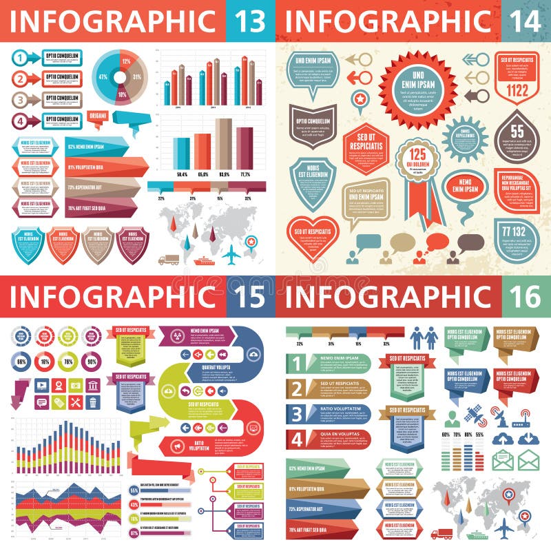 Beståndsdelar för Infographic affärsdesign - vektorillustration Infograph mallsamling Idérik diagramuppsättning