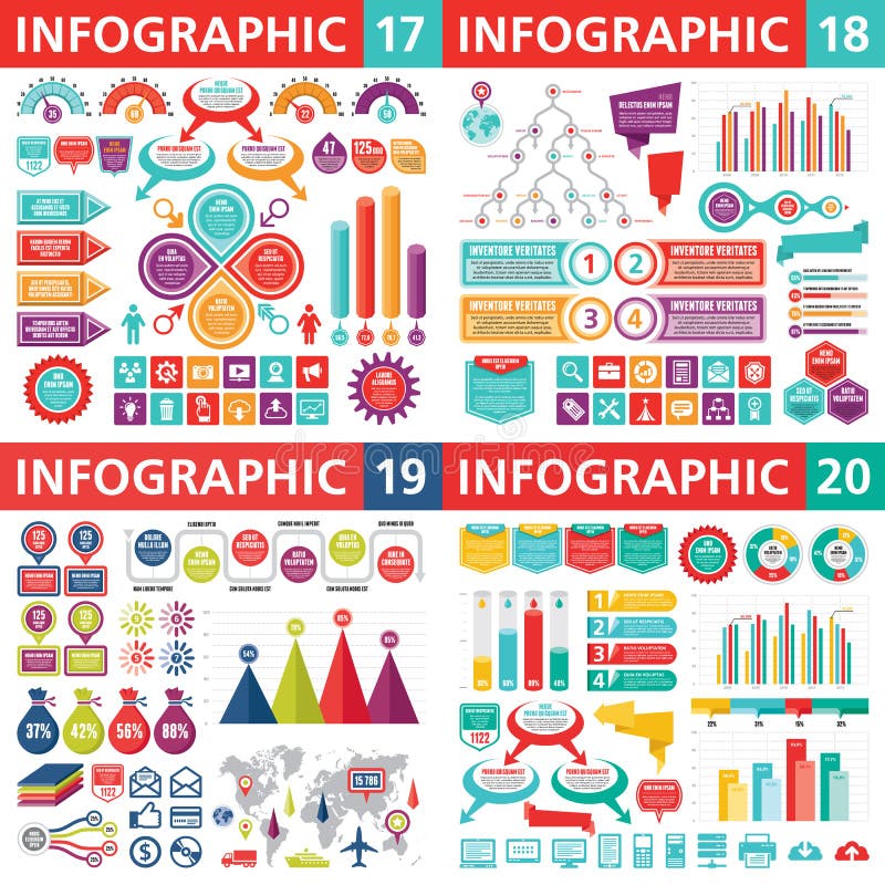 Beståndsdelar för Infographic affärsdesign - vektorillustration Infograph mallsamling idérikt diagram