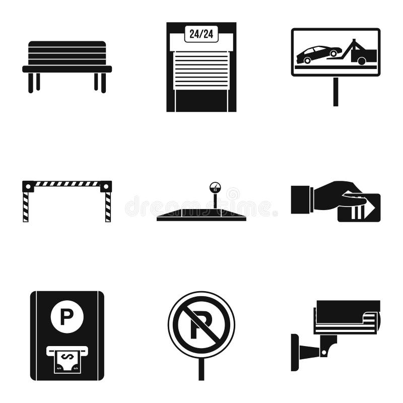 Betaling van geplaatste parkerenpictogrammen, eenvoudige stijl royalty-vrije illustratie Betaling van geplaatste parkerenpictogrammen, eenvoudige stijl royalty-vrije illustratie