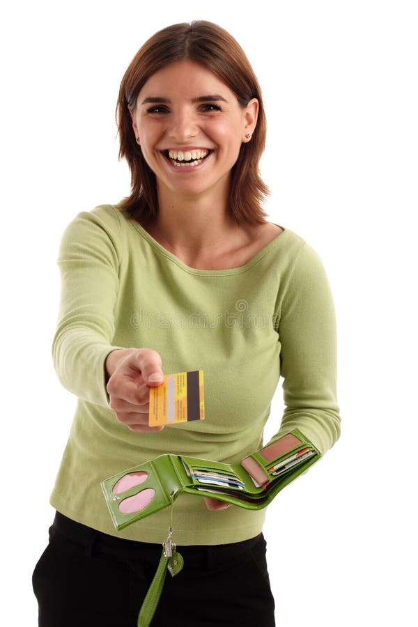 Pretty young woman portrait with credit card. Pretty young woman portrait with credit card