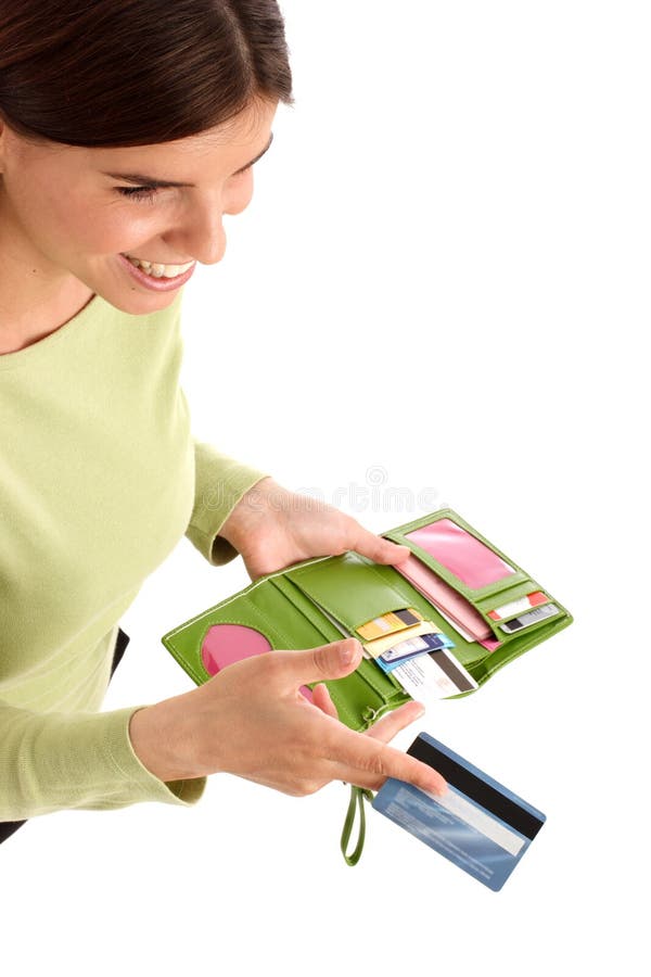 Pretty young woman holding credit card. Pretty young woman holding credit card