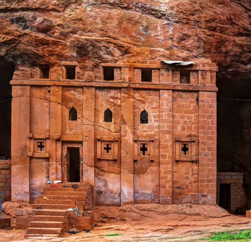 Bete Abba Libanos ciosający kościół, Lalibela Etiopia fotografia stock Bete Abba Libanos ciosający kościół, Lalibela Etiopia fotografia stock