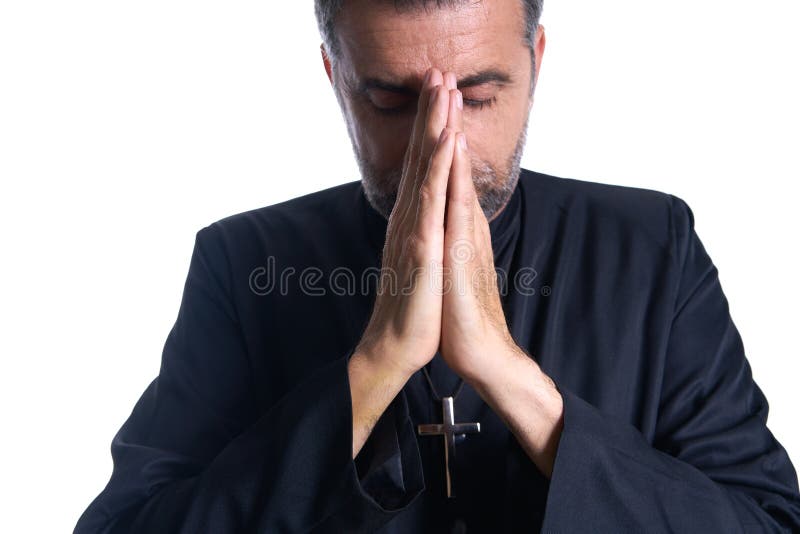 Betendes Handpriesterporträt von männlichem stockbild Betendes Handpriesterporträt von männlichem stockbild