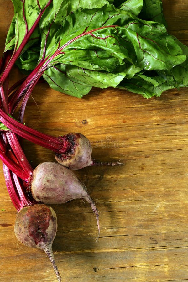 Beterrabas orgânicas frescas com folhas foto de stock royalty free