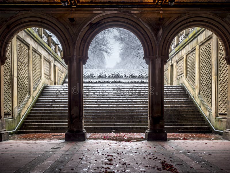 The lower passage of Bethesda Terrace, Central Park, upper Manhattan, New  York city, USA Stock Photo - Alamy